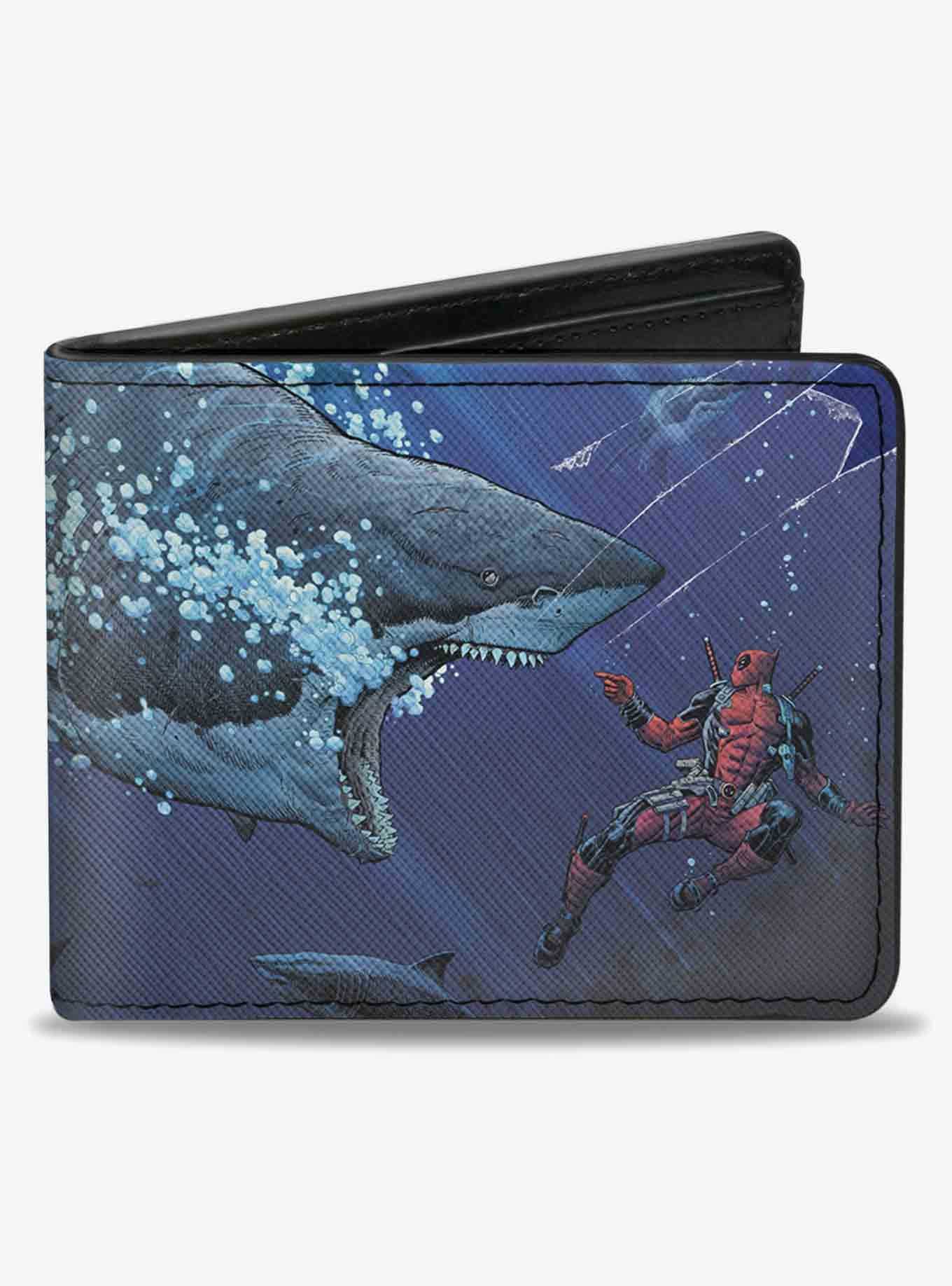 Marvel Deadpool Underwater Shark Scenes Bifold Wallet, , hi-res