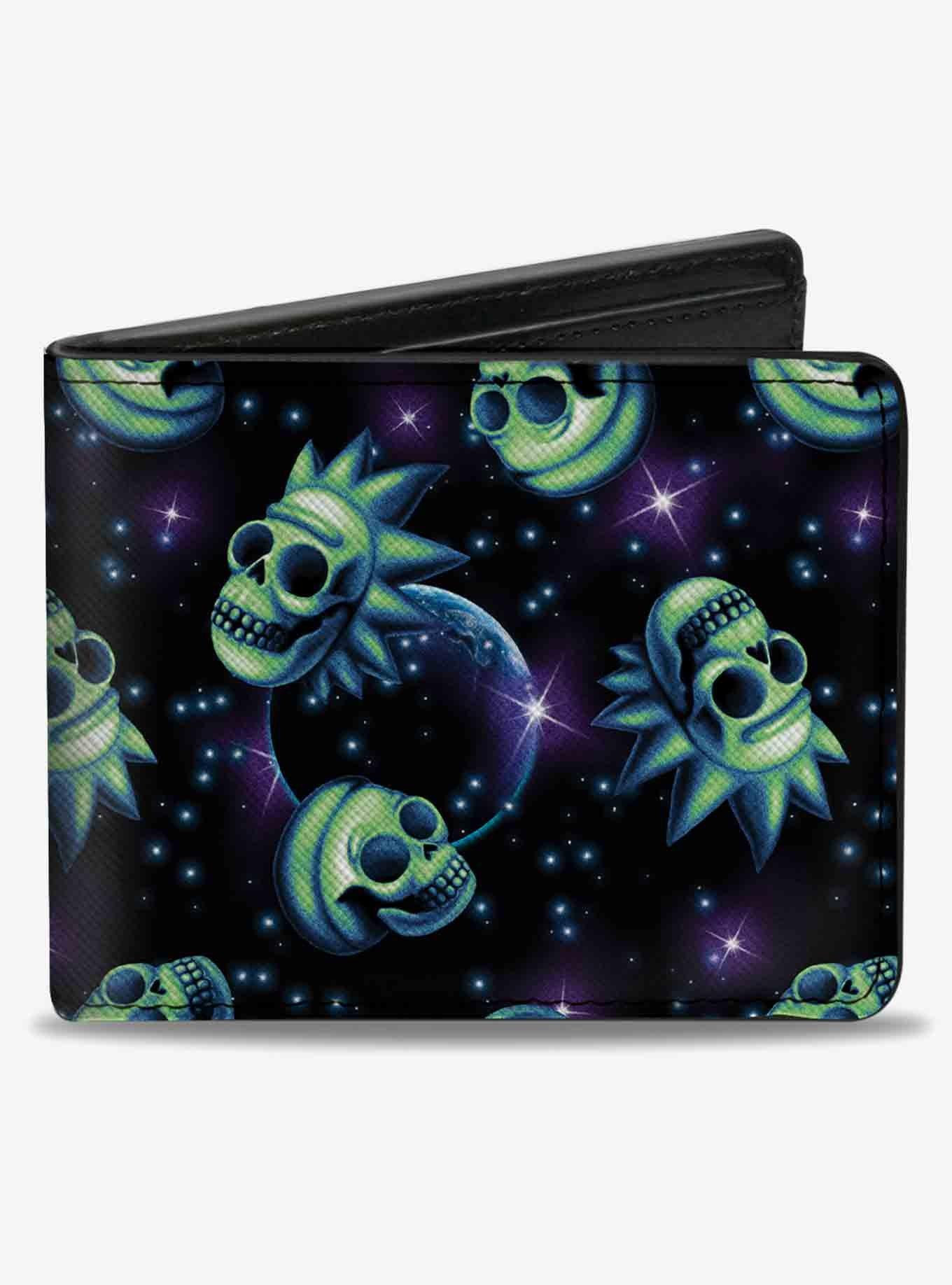 Rick and Morty Glow Skull in Space ScatteBifold Wallet, , hi-res