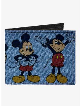 Disney Mickey Mouse 4 Mousercise Poses Denim Canvas Bifold Wallet, , hi-res
