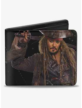 Disney Pirates Of The Caribbean Jack Sparrow Vivid Pose Pirates Logo Skull Bifold Wallet, , hi-res