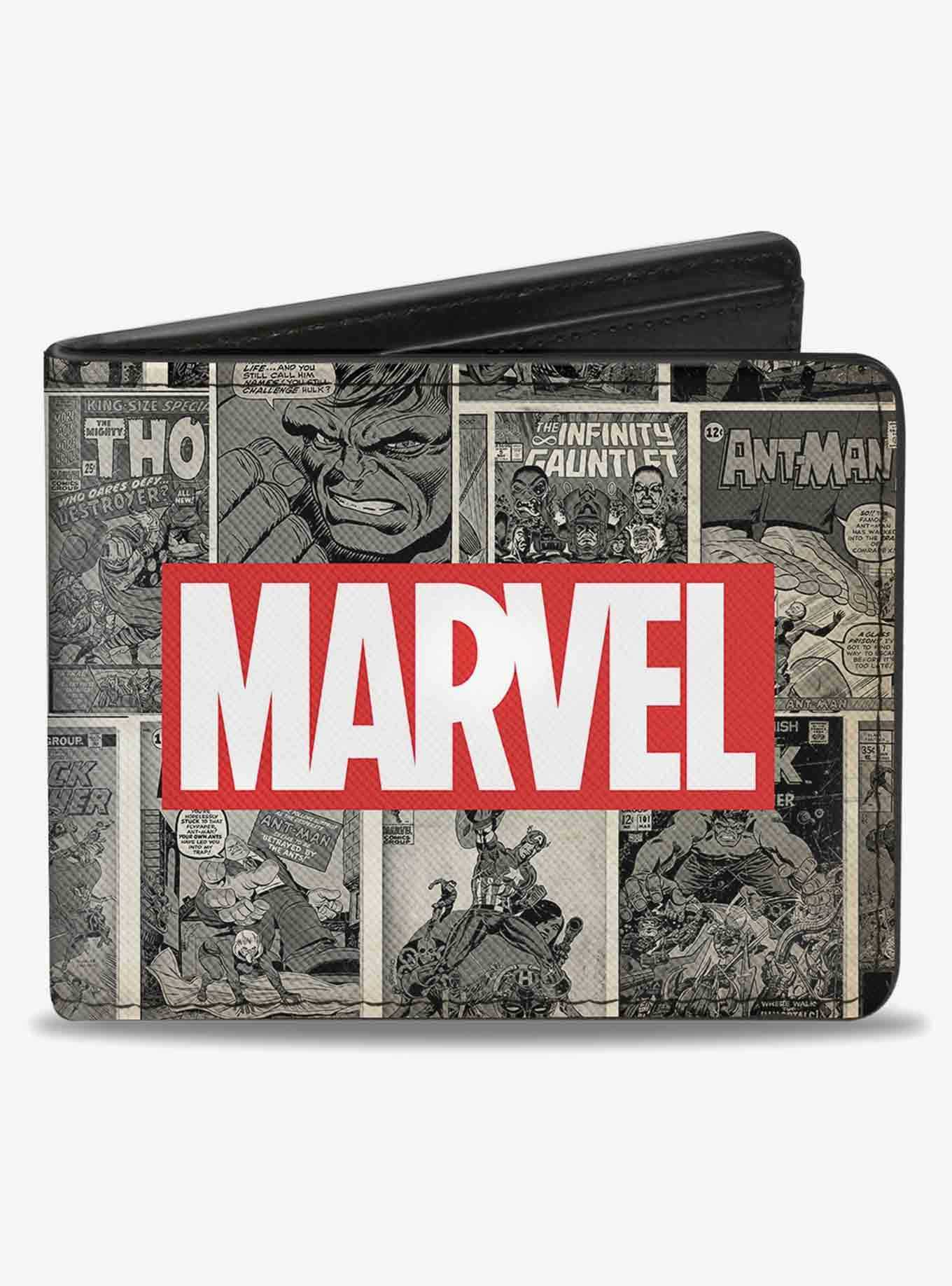 Marvel Logo Retro Comic Covres Scene Blocks Bifold Wallet, , hi-res