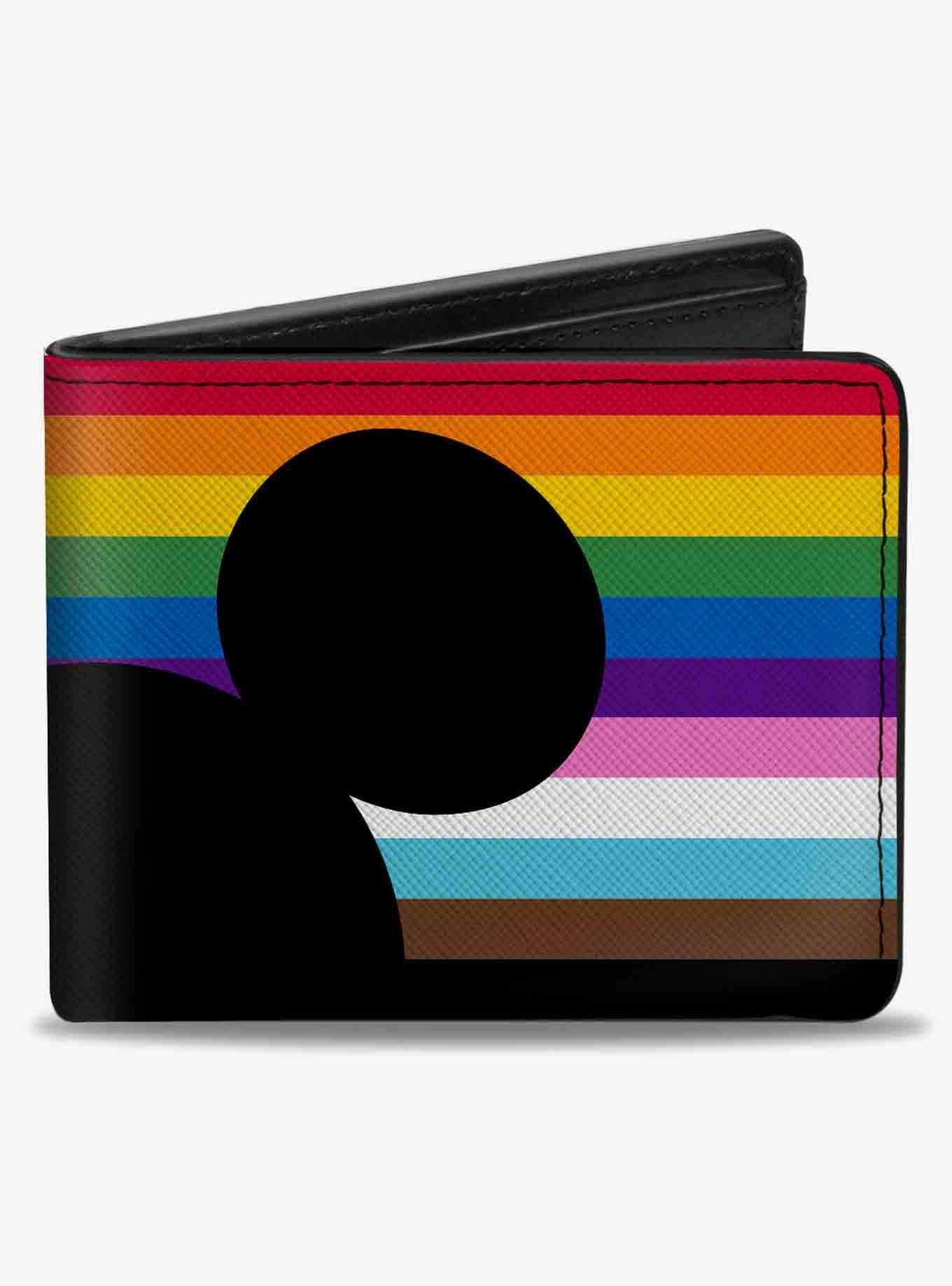 Disney Mickey Mouse Pride Ears Icon Inclusion Rainbow Stripe Bifold Wallet, , hi-res