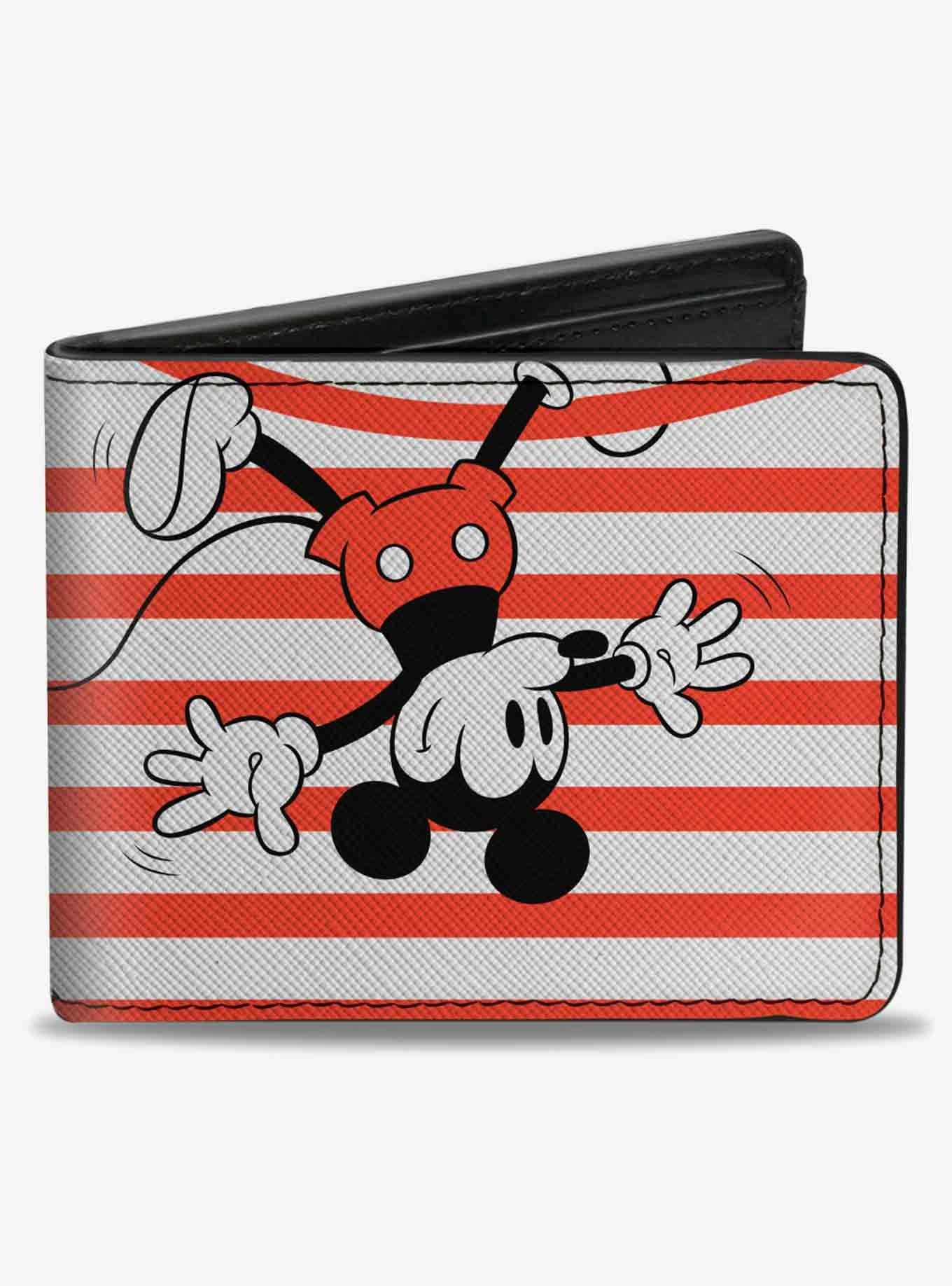 Disney Mickey Mouse Upside Down Pose Stripe Bifold Wallet