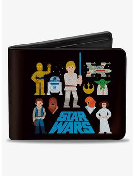 Star Wars Text with Classic Character and Icons Collage Bifold Wallet, , hi-res