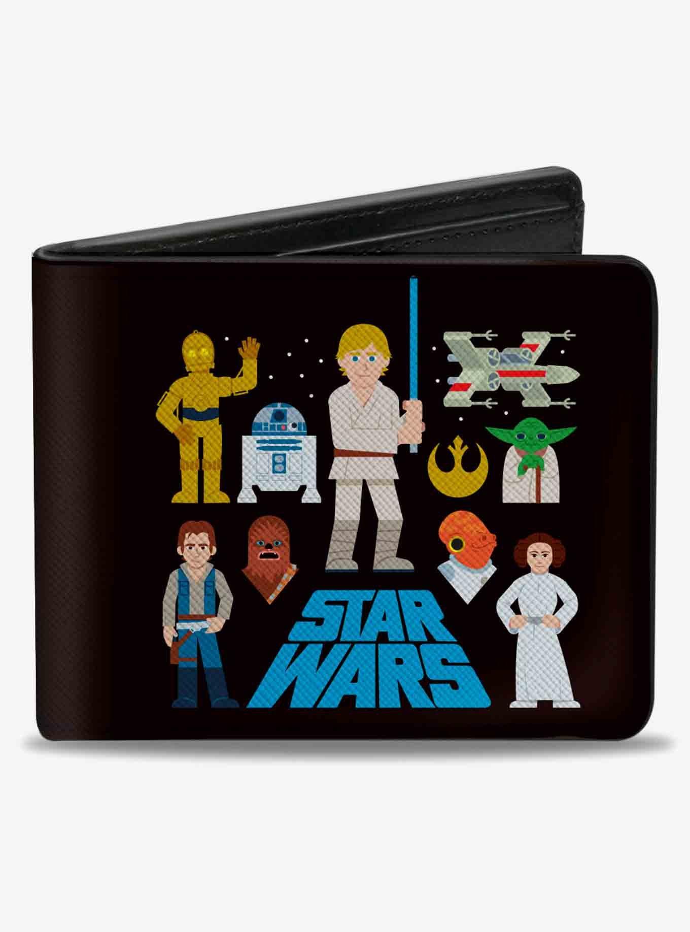 Star Wars Text with Classic Character and Icons Collage Bifold Wallet, , hi-res