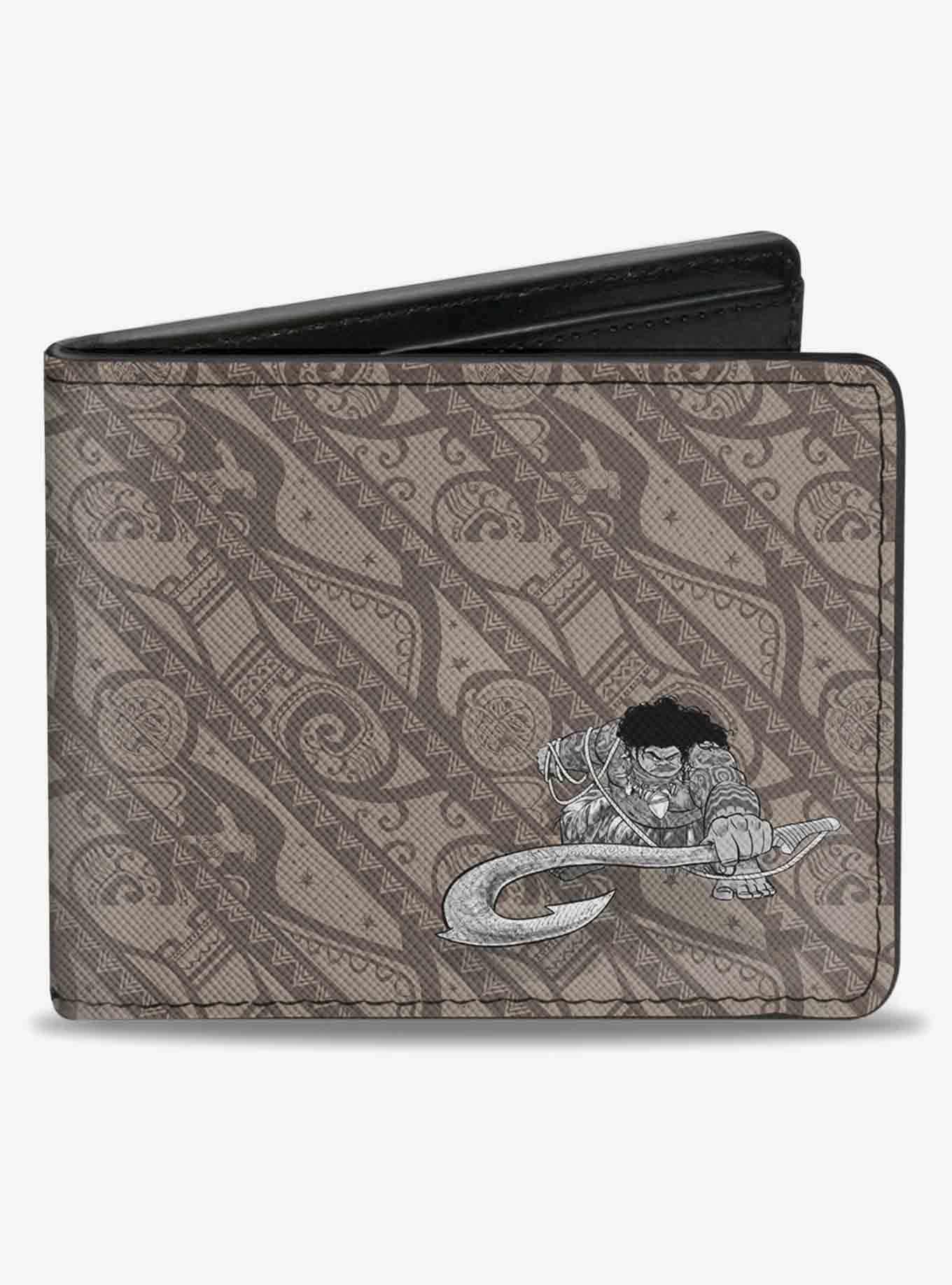 Disney Moana Maui Pose Tribal Stripe Collage Bifold Wallet, , hi-res