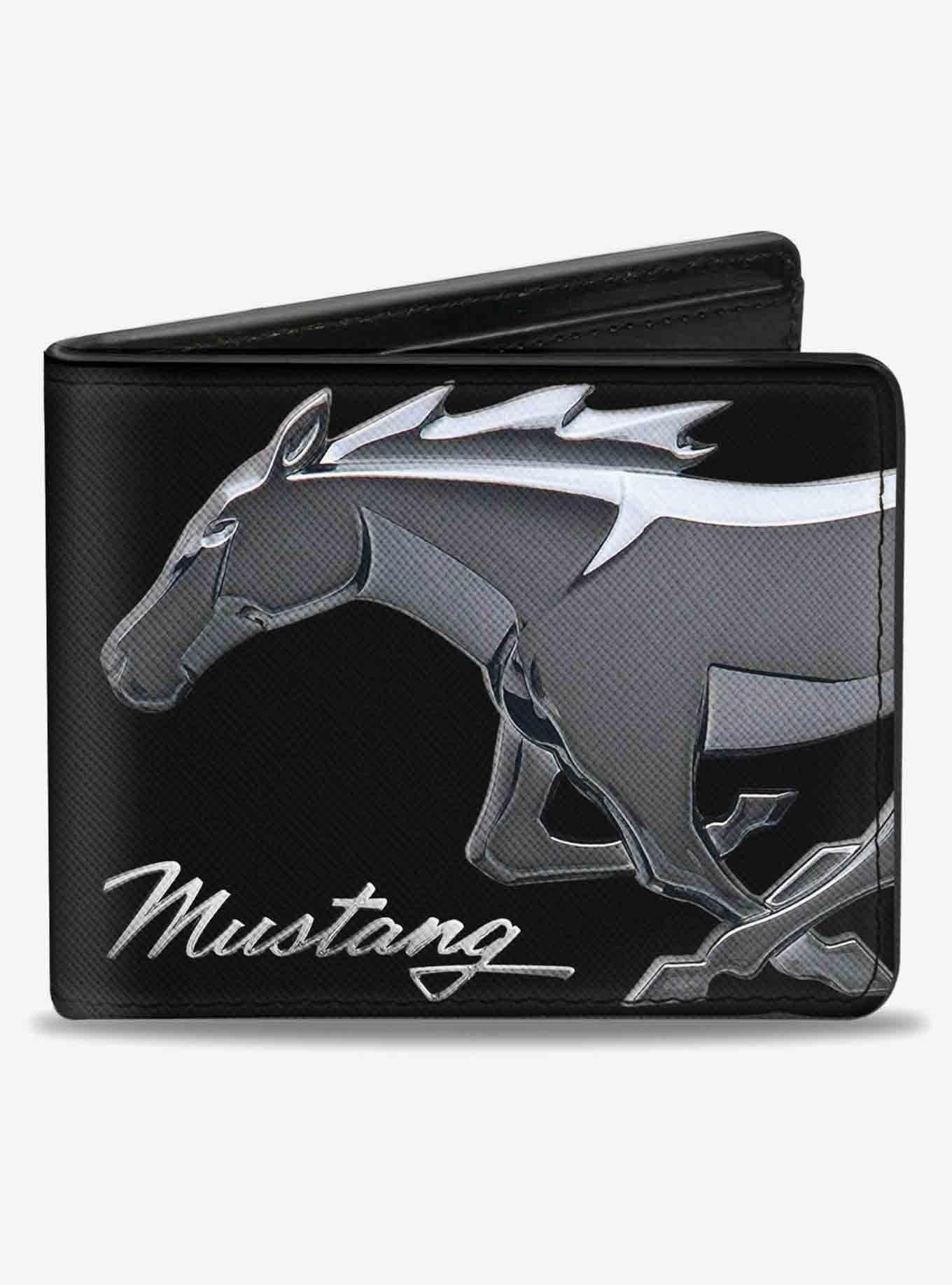 Mustang Chrome Pony Mustang Script Bifold Wallet, , hi-res