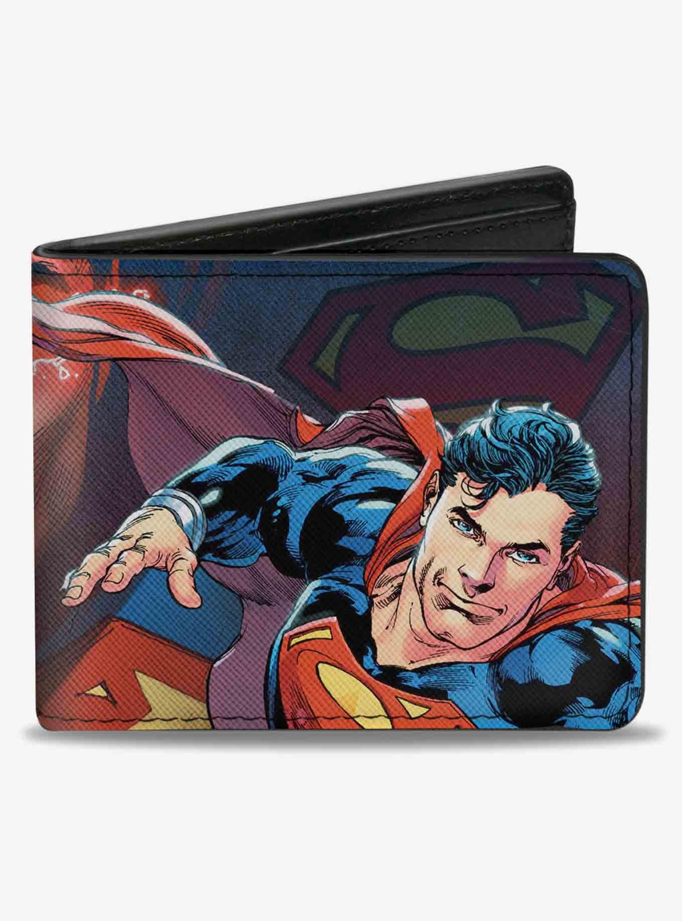 DC Comics Superman Flying Pose Shield Heat Vision Eyes Pose Close Up Bifold Wallet, , hi-res