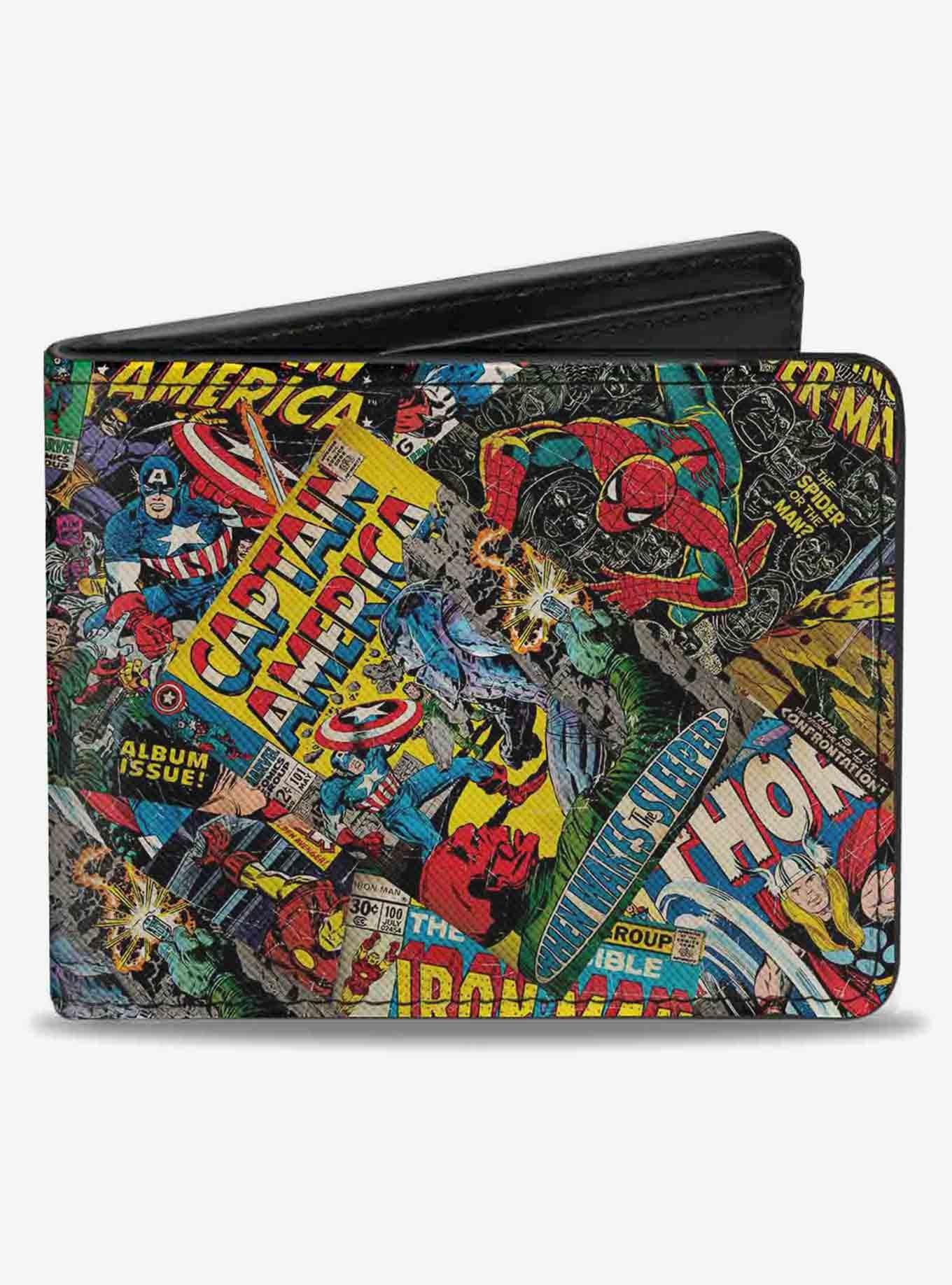 Hot Topic Marvel Retro Marvel Comic Books Stacked Bifold Wallet