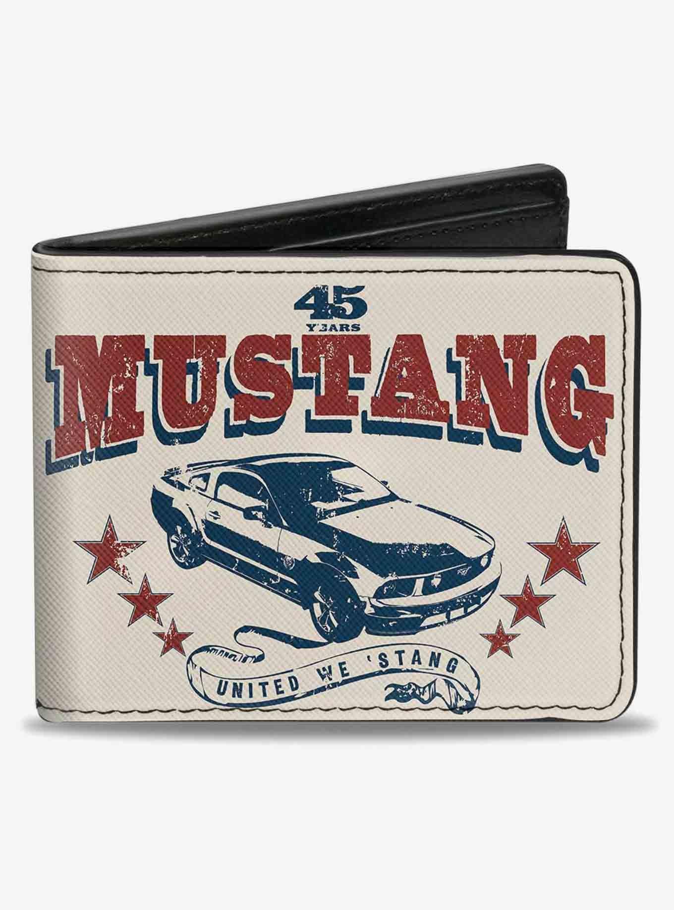 Vintage Mustang 45 Years United We Stang Scroll Bifold Wallet