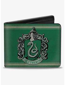 Harry Potter SlyTherin Crest Stripe Weathered Bifold Wallet, , hi-res