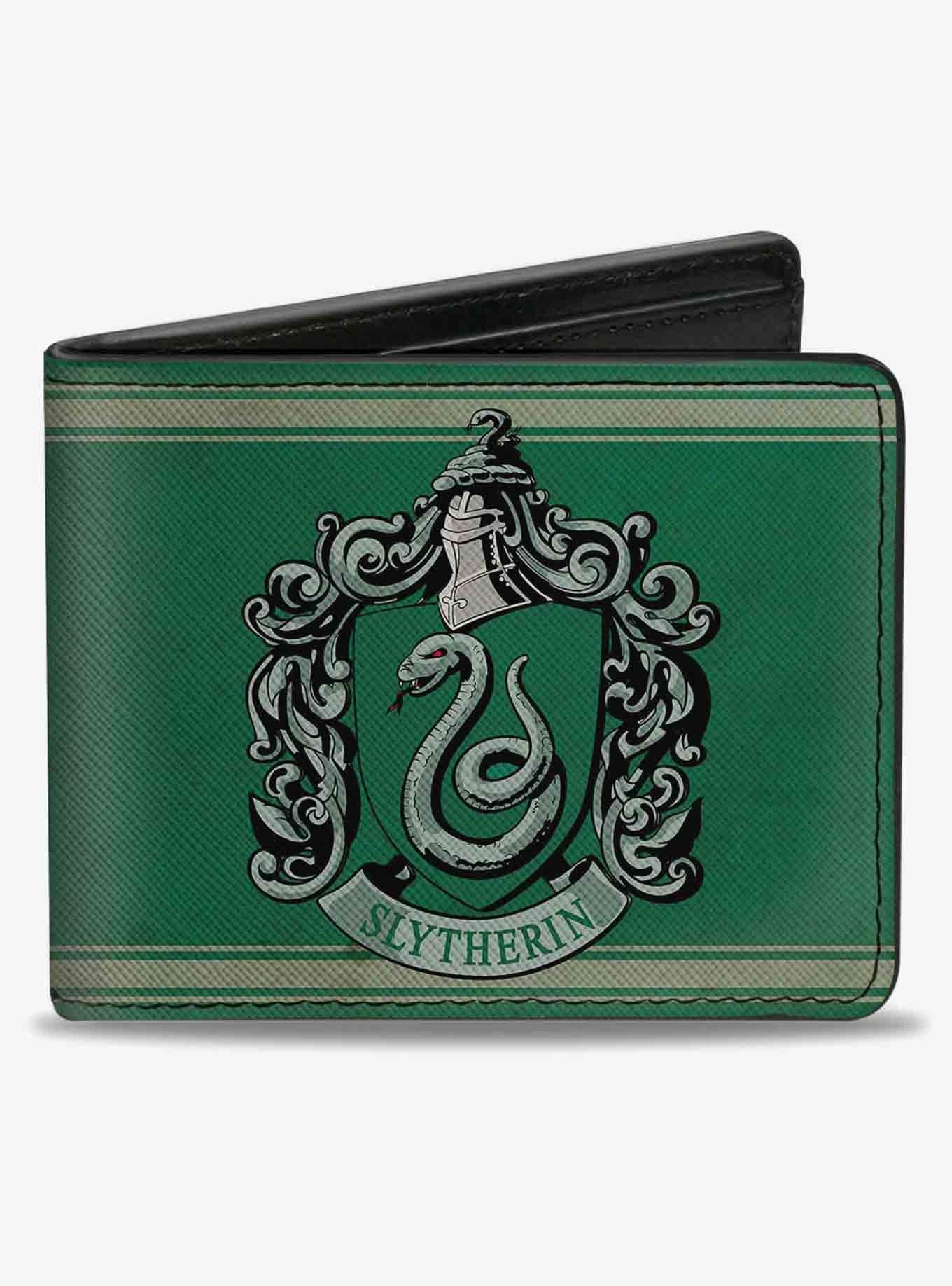 Harry Potter SlyTherin Crest Stripe Weathered Bifold Wallet, , hi-res