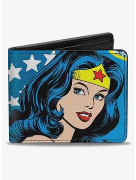DC Comics Wonder Woman Stars Face Halftone Bifold Wallet, , hi-res