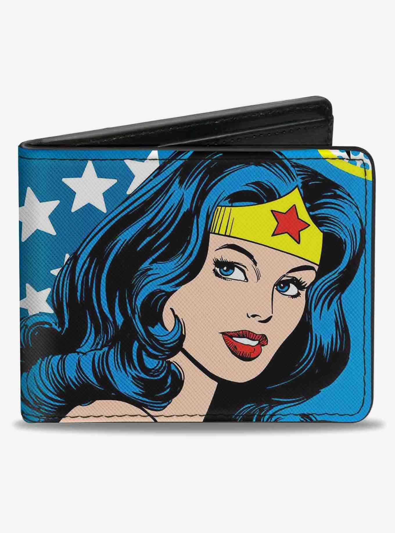 DC Comics Wonder Woman Stars Face Halftone Bifold Wallet, , hi-res