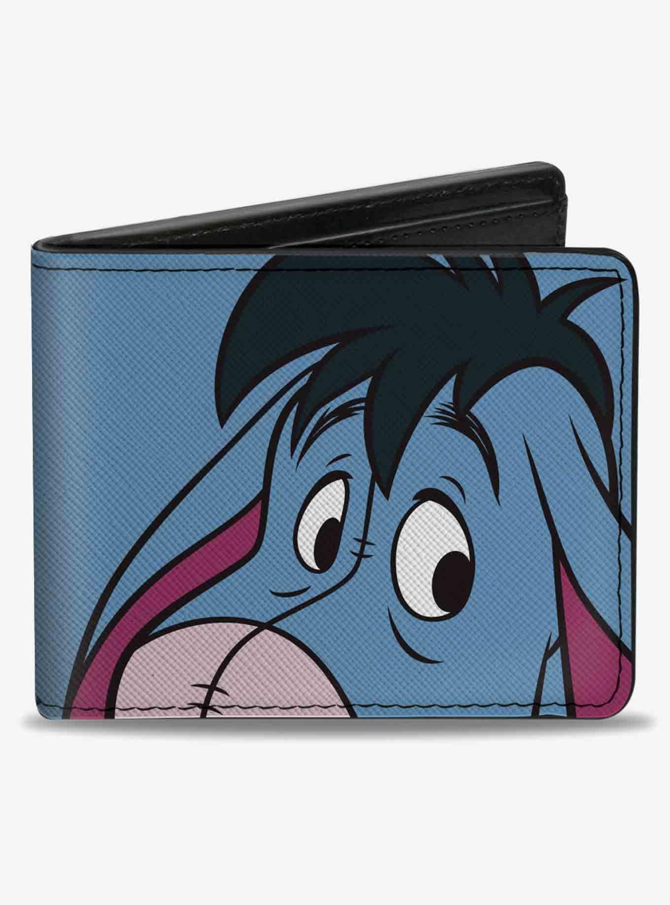 Disney Winnie The Pooh Eeyore Character Close Up Expression and Text Bifold Wallet, , hi-res