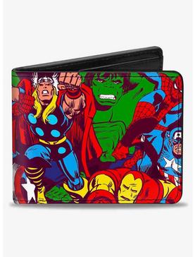 Marvel 5 Retro Avenger Superhero Action Poses Stacked Bifold Wallet, , hi-res