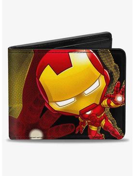 Plus Size Marvel Chibi Iron Man Repulsor Pose Halftone Bifold Wallet, , hi-res