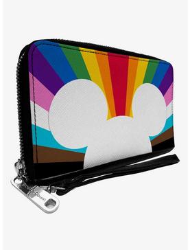 Plus Size Disney Mickey Mouse Pride Ears Icon Rays Rainbow Zip Around Wallet, , hi-res