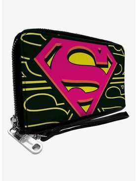 DC Comics Superman Shield Close Up Hot Pink Zip Around Wallet, , hi-res