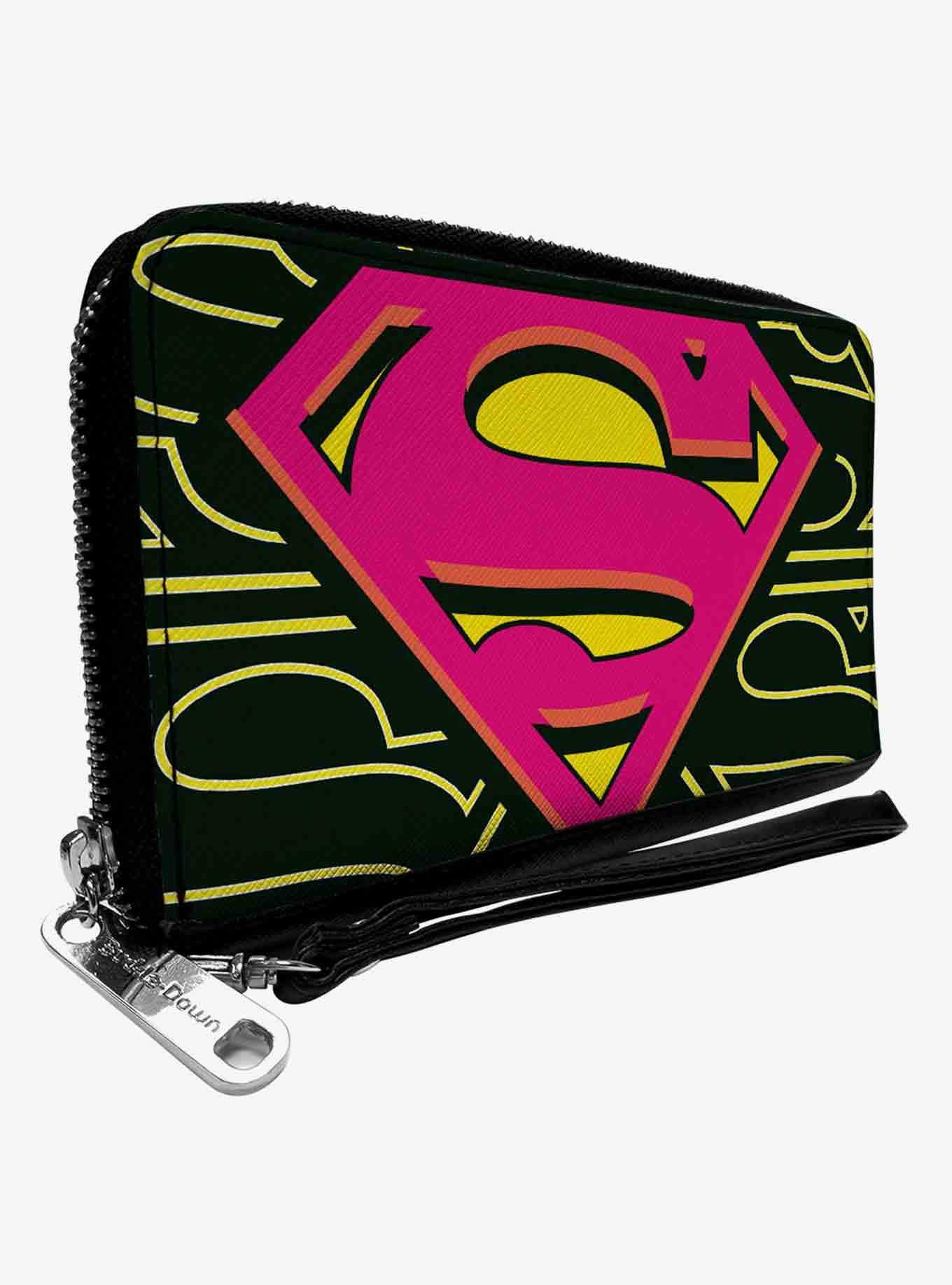 DC Comics Superman Shield Close Up Hot Pink Zip Around Wallet, , hi-res
