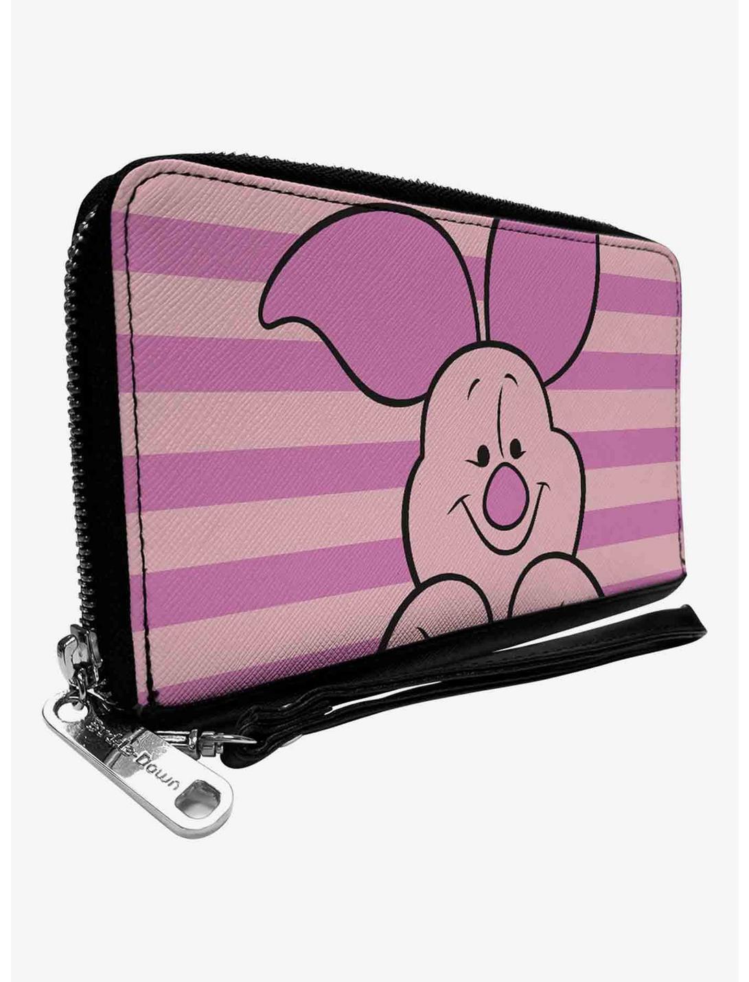 Disney Winnie The Pooh Piglet Expression Close Up Stripe Zip Around Wallet, , hi-res