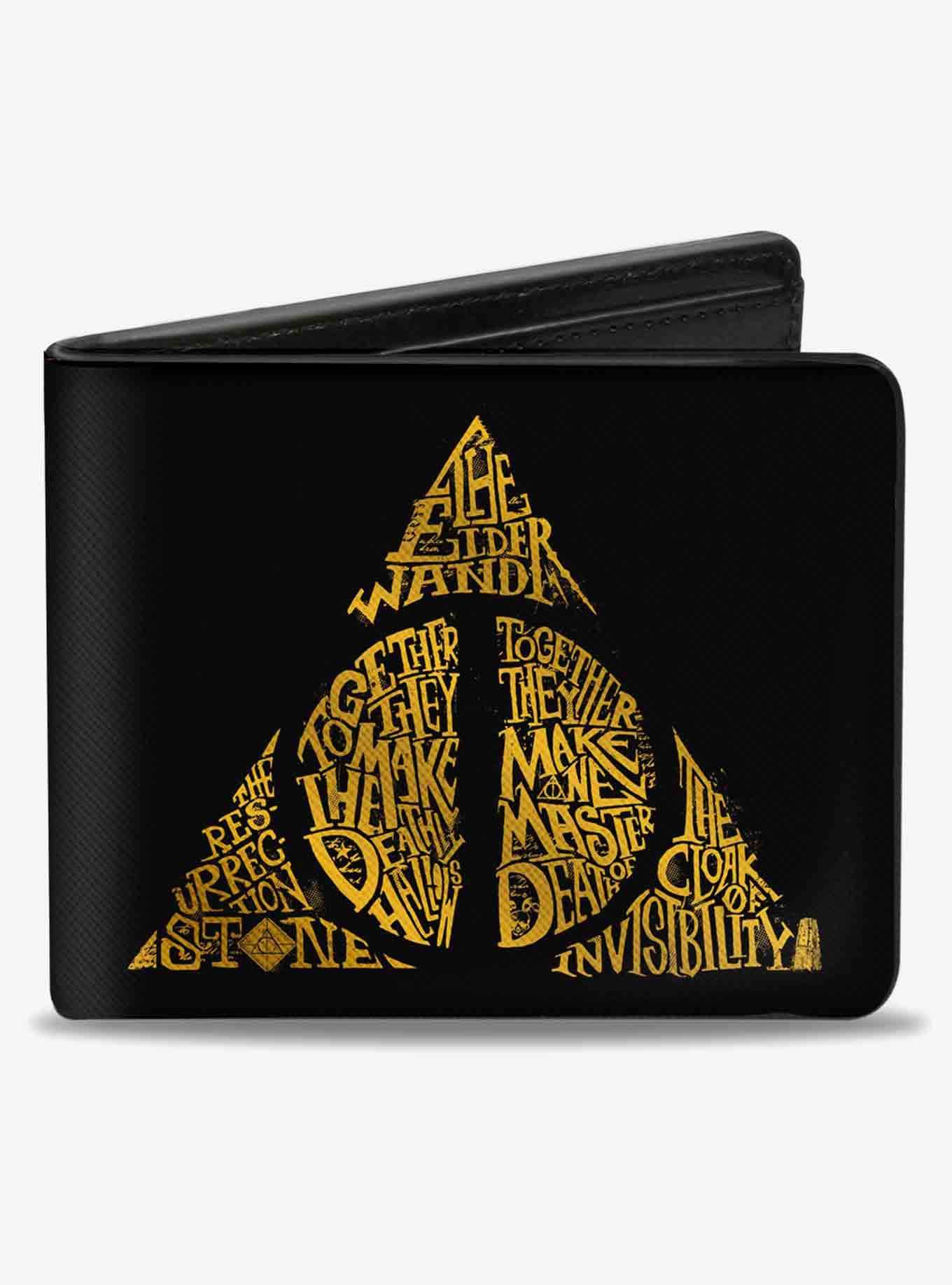 Harry Potter The Deathly Hallows Wand Stone Cloak Master of Death Symbol Bifold Wallet, , hi-res