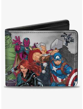 Marvel Avengers 11 Character Group Pose Buildings Bifold Wallet, , hi-res