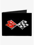 Corvette C3 Crossed Flags Logo Canvas Bifold Wallet, , hi-res