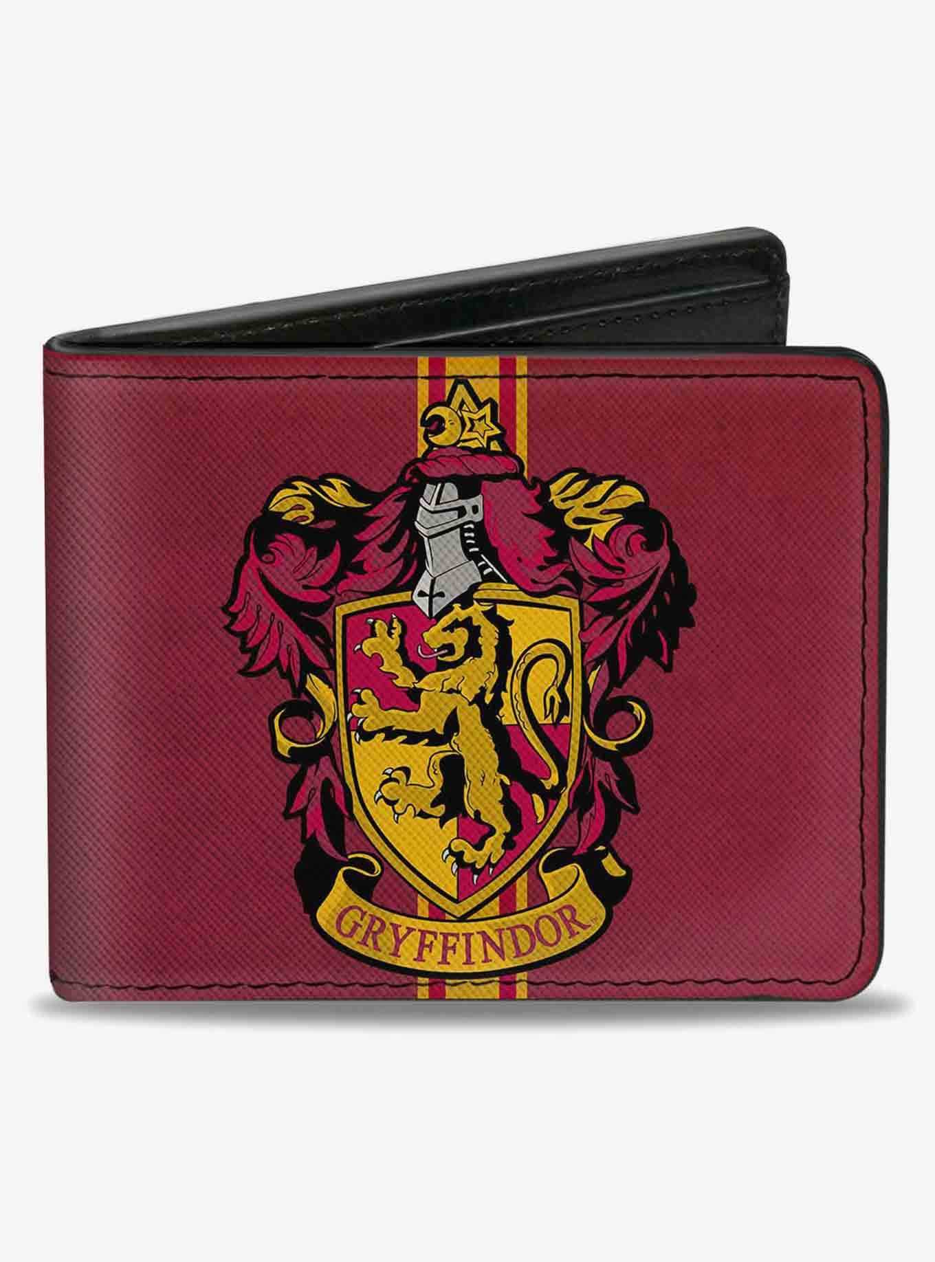 Harry Potter Gryffindor Crest Vertical Stripe Burgundy Bifold Wallet, , hi-res