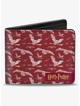 Harry Potter Hedwig Flying Poses Burgundy Bifold Wallet, , hi-res