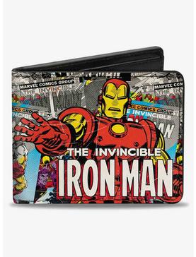 Plus Size Marvel Invincible Iron Man Standing Pose Stacked Comics Bifold Wallet, , hi-res