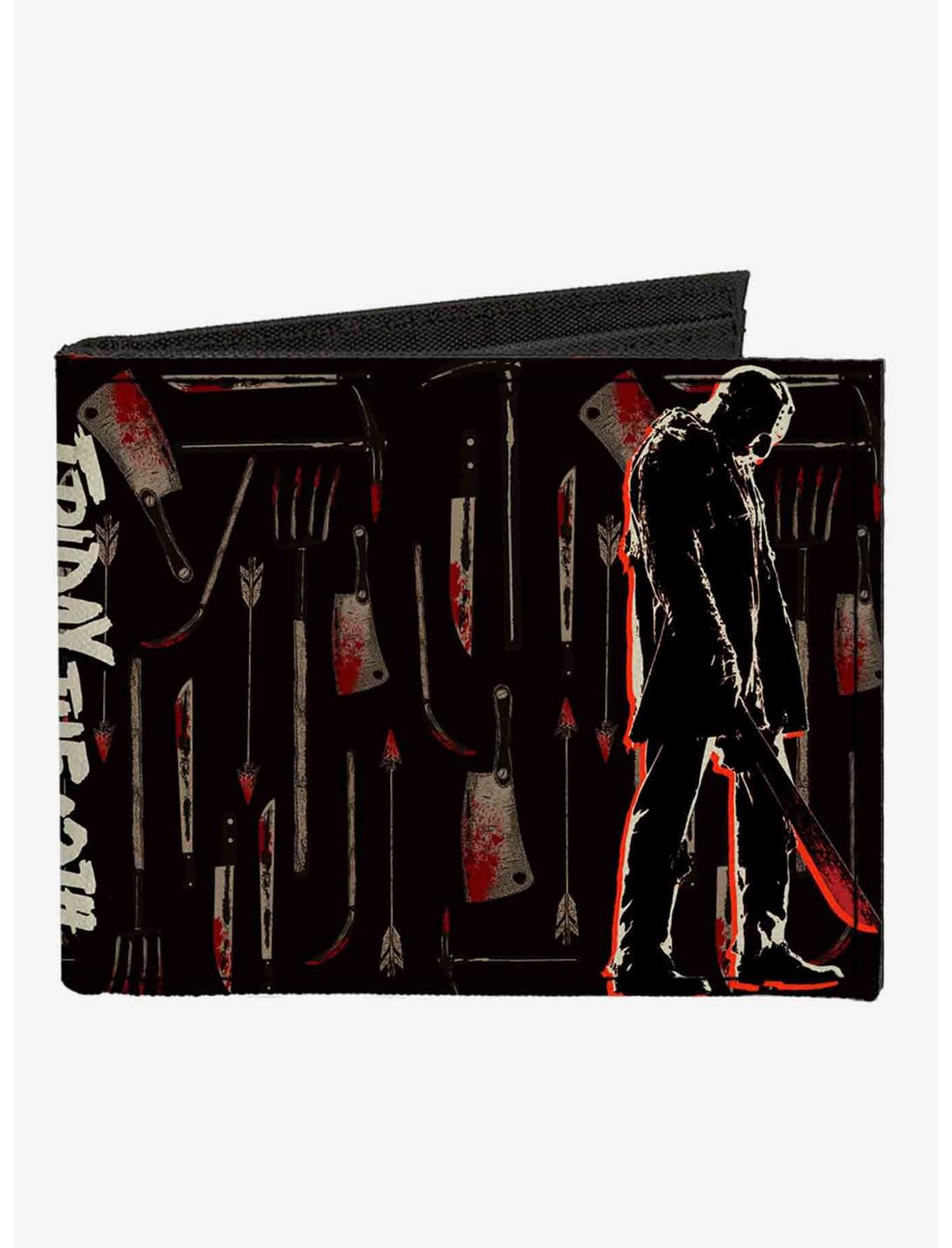 Friday The 13th Jason Machete Pose Bloody Tools Canvas Bifold Wallet, , hi-res