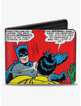 DC Comics Batman Slapping Robin Scene Halftone Bifold Wallet, , hi-res