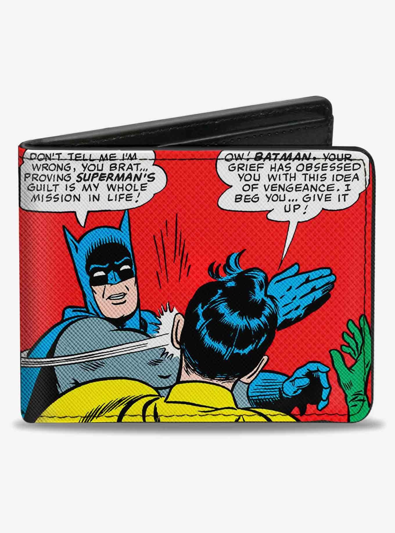 DC Comics Batman Slapping Robin Scene Halftone Bifold Wallet, , hi-res