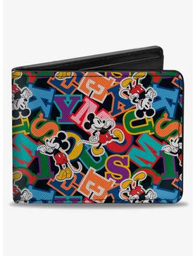 Disney Mickey Mouse Poses and Letters Collage Bifold Wallet, , hi-res