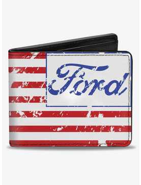 Ford Script Americana Flag Weathered Bifold Wallet, , hi-res