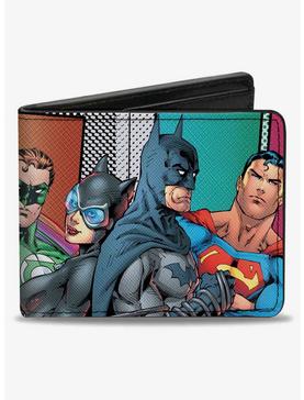 DC Comics Justice Leage 4 Superheroes 2 Villains Pose Block Bifold Wallet, , hi-res