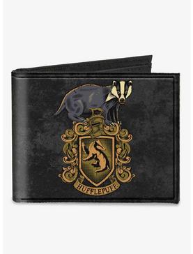 Harry Potter Hufflepuff Badger Crest Dedication Patience Loyalty Banner Canvas Bifold Wallet, , hi-res