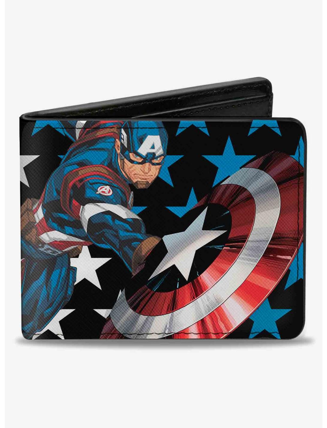 Marvel Captain America Throwing Shield Stars Bifold Wallet, , hi-res
