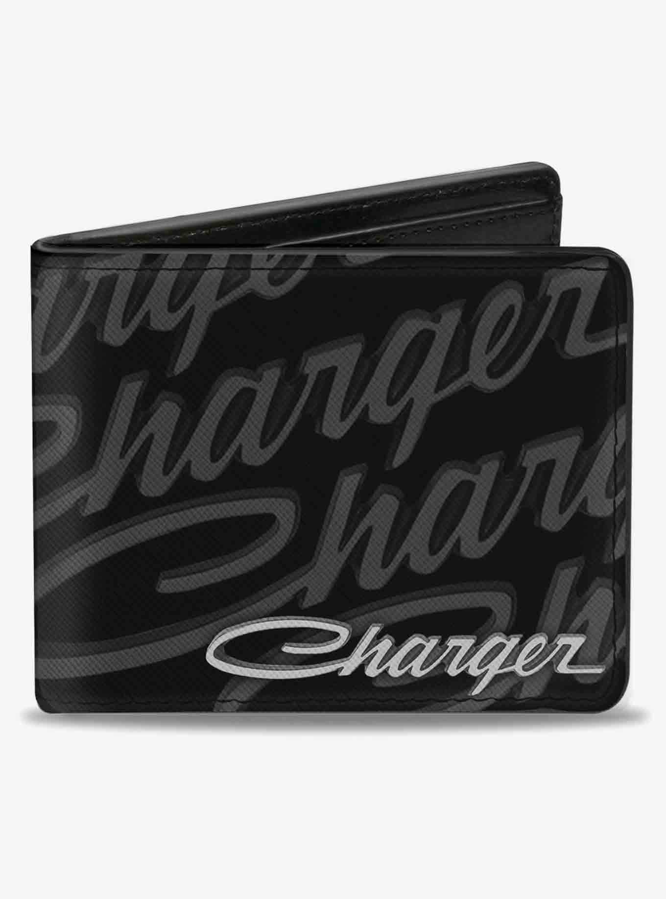 Charger Script Emblem Repeat Corner Bifold Wallet, , hi-res