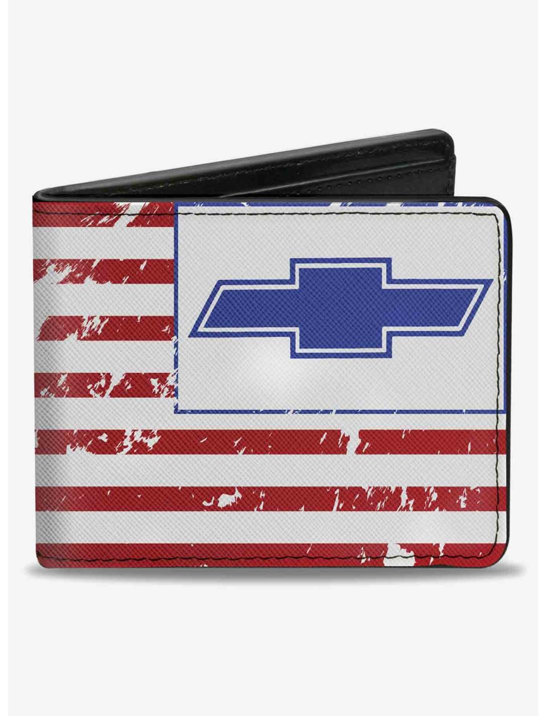 Chevrolet Bowtie Americana Flag Weathered Bifold Wallet, , hi-res
