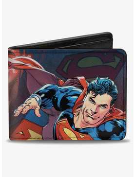 DC Comics Superman Flying Pose Shield Heat Vision Eyes Pose Close Up Bifold Wallet, , hi-res