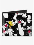 Looney Tunes Sylvester and Tweety Poses Scattered Canvas Bifold Wallet, , hi-res