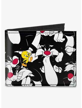 Looney Tunes Sylvester and Tweety Poses Scattered Canvas Bifold Wallet, , hi-res