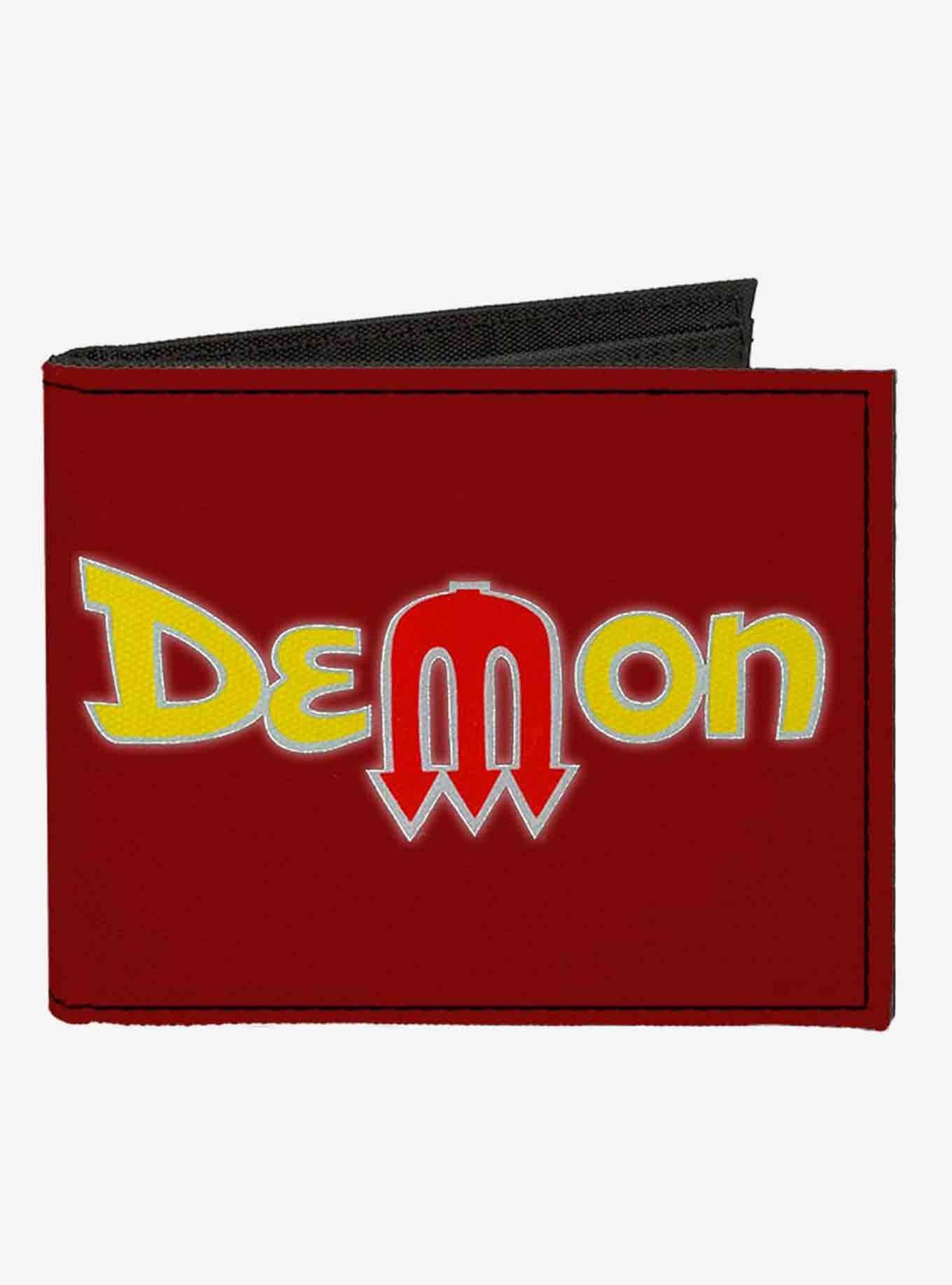 Vintage Dodge Demon Logo Vintage Dodge DEMON Logo Burgundy Canvas Bifold Wallet, , hi-res
