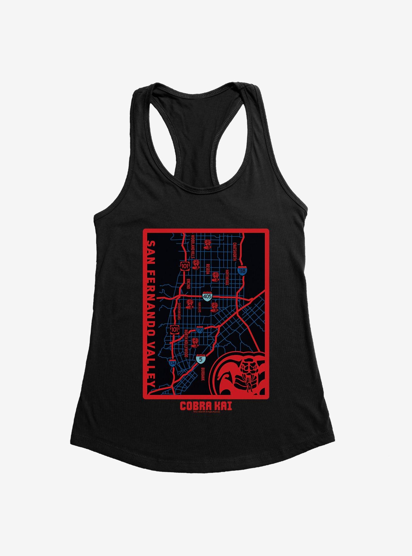 Cobra Kai San Fernando Valley Map Girls Tank, BLACK, hi-res