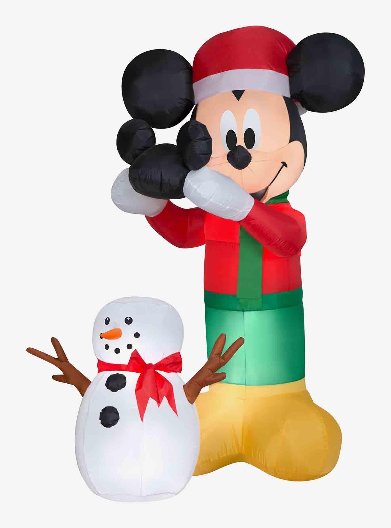 Disney Mickey Mouse Putting Hat On Mickey Snowman Animated Airblown, , hi-res