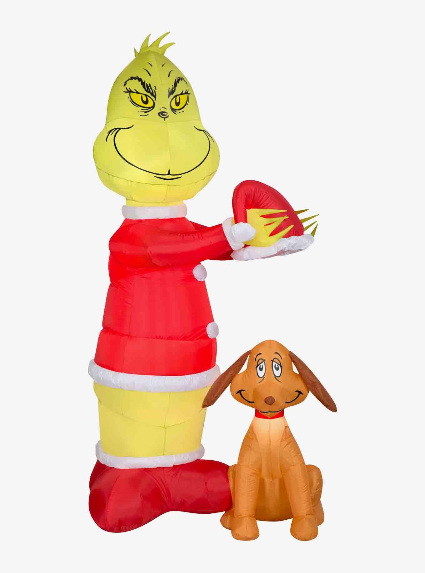 The Grinch Putting Santa Hat On Max Animated Airblown, , hi-res