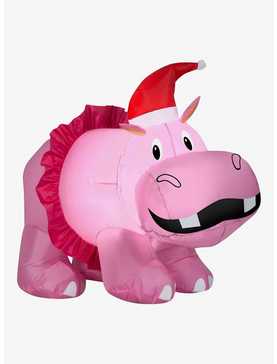 Hippo With Pink Tutu And Santa Hat Airblown, , hi-res
