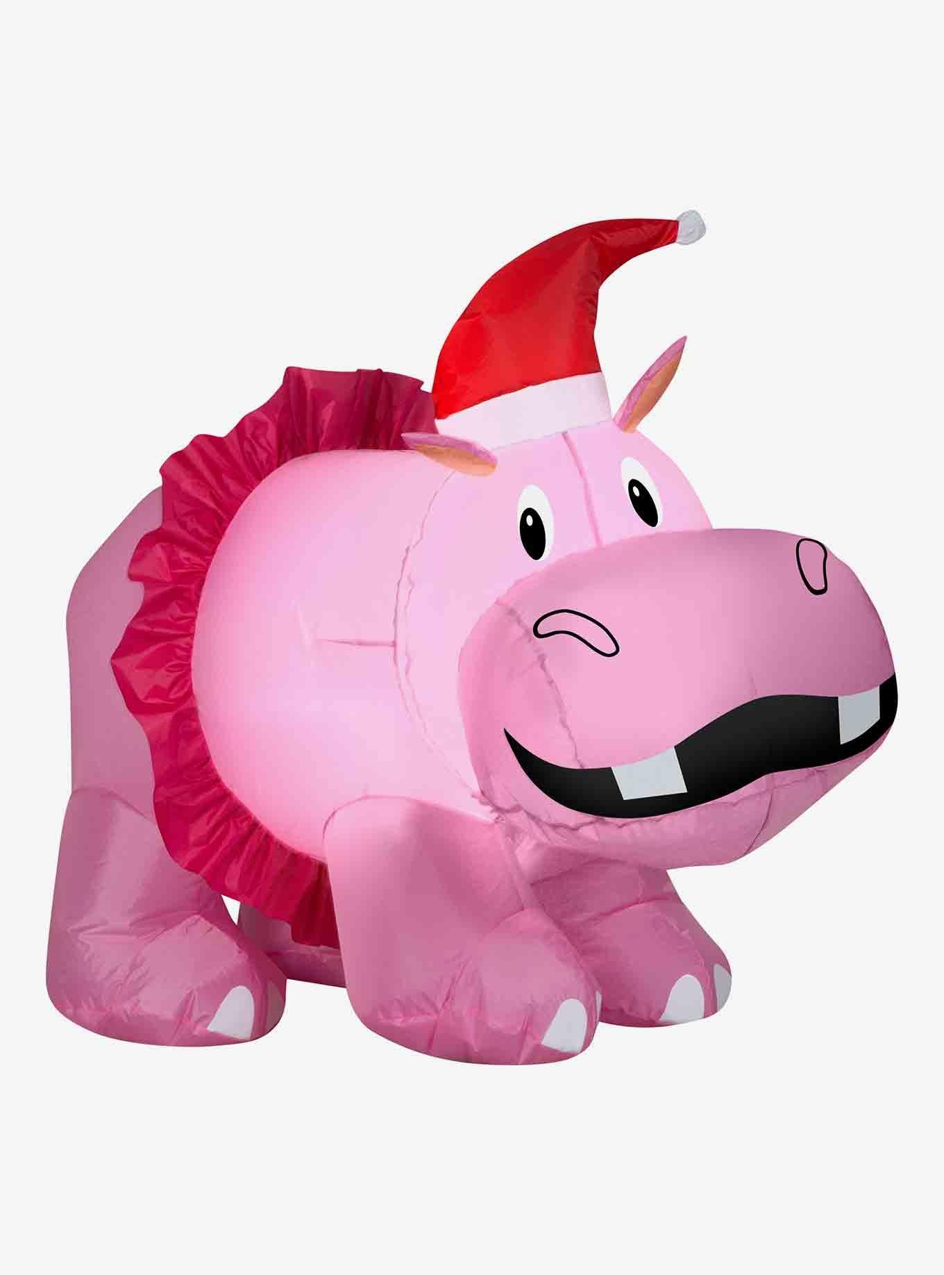 Hippo With Pink Tutu And Santa Hat Airblown, , hi-res